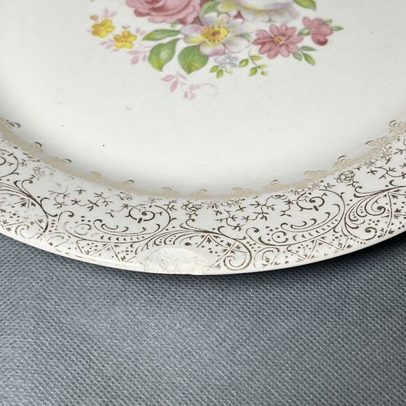 Dinner Plates 10" Royal China Rose Glory 24 Kt Gold-Set 12-Vintage 1950s - Picture 9 of 16